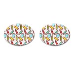 Seamless Pixel Art Pattern Cufflinks (Oval) Front(Pair)