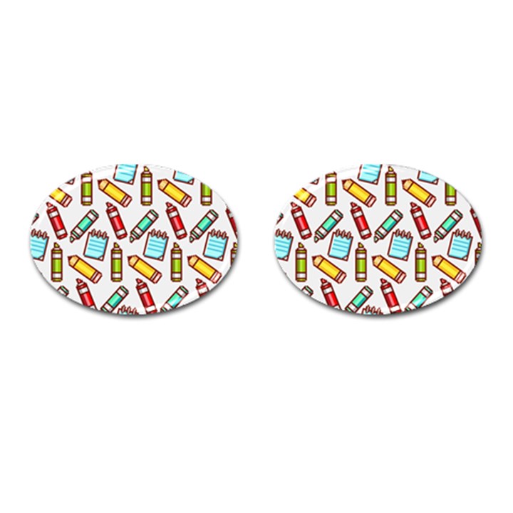 Seamless Pixel Art Pattern Cufflinks (Oval)