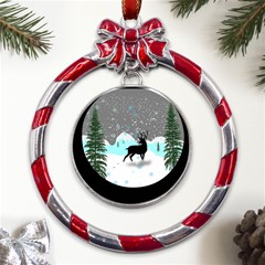 Rocky Mountain High Colorado Metal Red Ribbon Round Ornament by Amaryn4rt