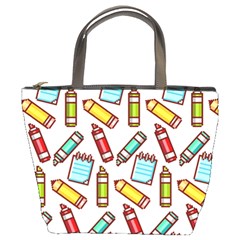 Seamless Pixel Art Pattern Bucket Bag by Amaryn4rt