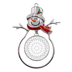 Roses Stained Glass Metal Snowman Ornament