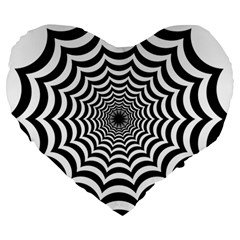 Spider Web Hypnotic Large 19  Premium Heart Shape Cushions by Amaryn4rt