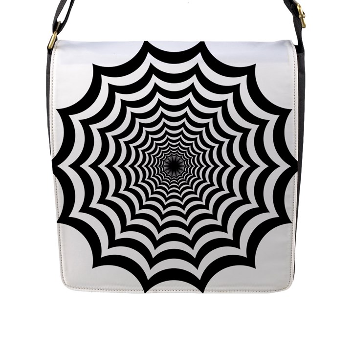 Spider Web Hypnotic Flap Closure Messenger Bag (L)