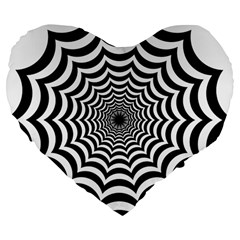 Spider Web Hypnotic Large 19  Premium Flano Heart Shape Cushions by Amaryn4rt