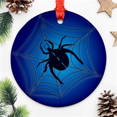 Spider On Web Round Ornament (two Sides) by Amaryn4rt