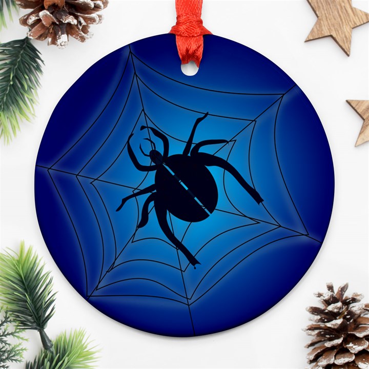 Spider On Web Round Ornament (Two Sides)