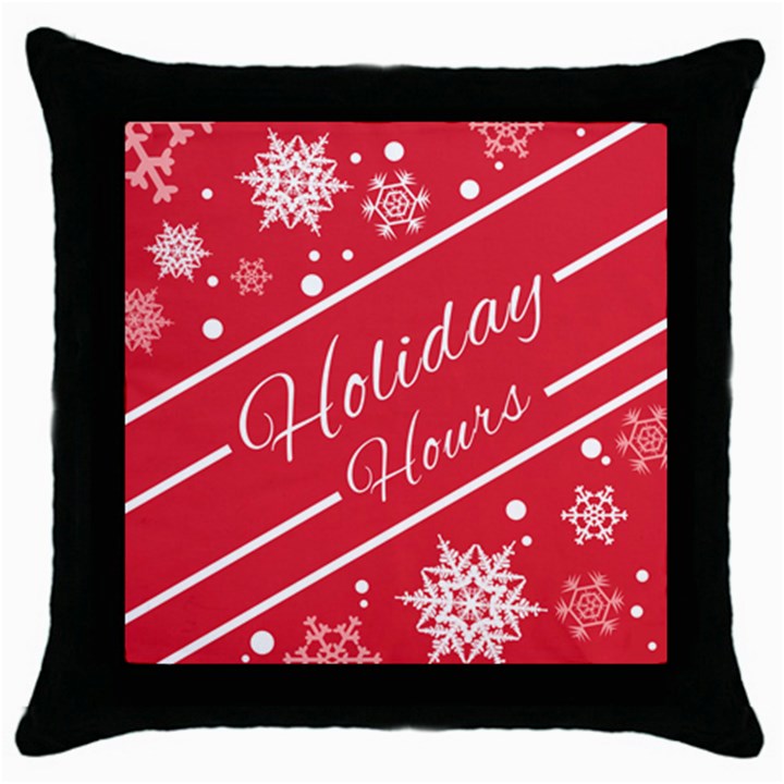 Winter Holiday Hours Throw Pillow Case (Black)