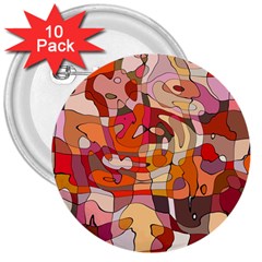 Abstract Abstraction Pattern Moder 3  Buttons (10 Pack)  by Amaryn4rt