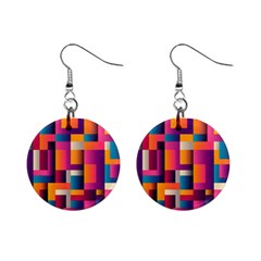 Abstract Background Geometry Blocks Mini Button Earrings by Amaryn4rt