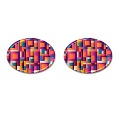 Abstract Background Geometry Blocks Cufflinks (oval) by Amaryn4rt