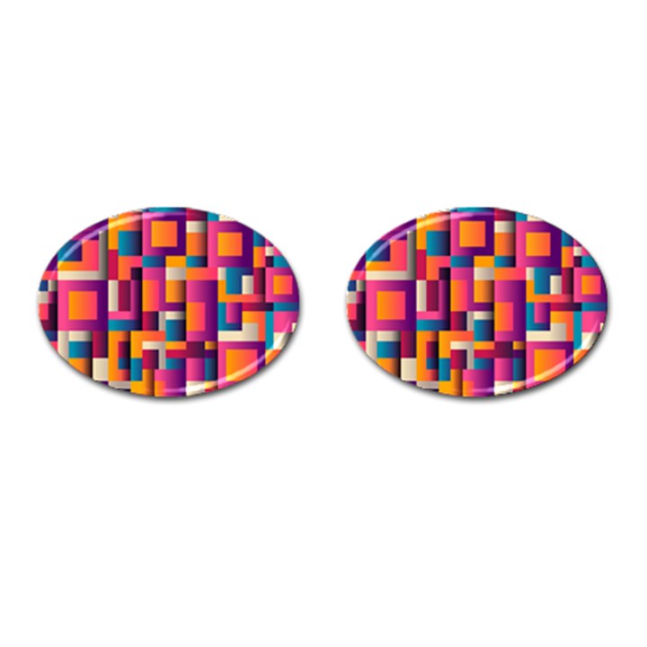 Abstract Background Geometry Blocks Cufflinks (Oval)