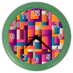 Abstract Background Geometry Blocks Color Wall Clock by Amaryn4rt