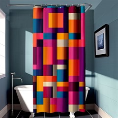 Abstract Background Geometry Blocks Shower Curtain 36  X 72  (stall)  by Amaryn4rt