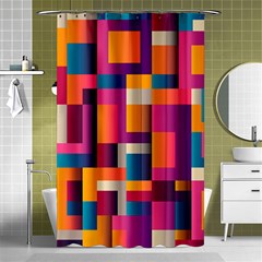 Abstract Background Geometry Blocks Shower Curtain 48  X 72  (small)  by Amaryn4rt