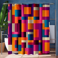 Abstract Background Geometry Blocks Shower Curtain 60  X 72  (medium)  by Amaryn4rt