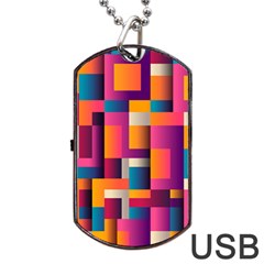 Abstract Background Geometry Blocks Dog Tag Usb Flash (one Side) by Amaryn4rt