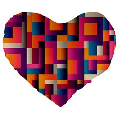 Abstract Background Geometry Blocks Large 19  Premium Heart Shape Cushions by Amaryn4rt