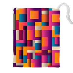 Abstract Background Geometry Blocks Drawstring Pouch (4xl) by Amaryn4rt