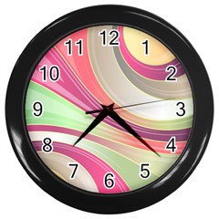 Abstract Colorful Background Wavy Wall Clock (black) by Amaryn4rt