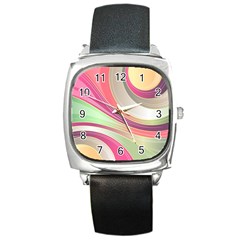 Abstract Colorful Background Wavy Square Metal Watch by Amaryn4rt