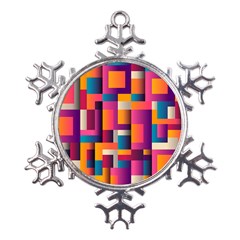 Abstract Background Geometry Blocks Metal Large Snowflake Ornament by Amaryn4rt