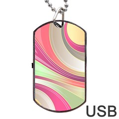 Abstract Colorful Background Wavy Dog Tag Usb Flash (one Side) by Amaryn4rt