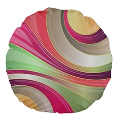 Abstract Colorful Background Wavy Large 18  Premium Flano Round Cushions by Amaryn4rt