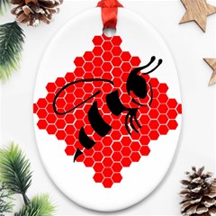 Bee Logo Honeycomb Red Wasp Honey Ornament (oval) by Amaryn4rt