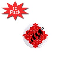 Bee Logo Honeycomb Red Wasp Honey 1  Mini Magnet (10 Pack)  by Amaryn4rt