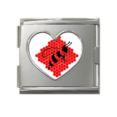 Bee Logo Honeycomb Red Wasp Honey Mega Link Heart Italian Charm (18mm) by Amaryn4rt