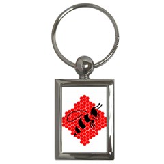 Bee Logo Honeycomb Red Wasp Honey Key Chain (rectangle) by Amaryn4rt