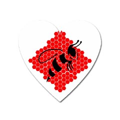 Bee Logo Honeycomb Red Wasp Honey Heart Magnet by Amaryn4rt