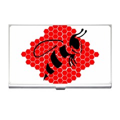 Bee Logo Honeycomb Red Wasp Honey Business Card Holder by Amaryn4rt