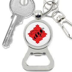 Bee Logo Honeycomb Red Wasp Honey Bottle Opener Key Chain by Amaryn4rt