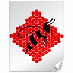 Bee Logo Honeycomb Red Wasp Honey Canvas 12  X 16  by Amaryn4rt