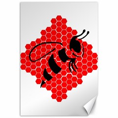 Bee Logo Honeycomb Red Wasp Honey Canvas 12  X 18  by Amaryn4rt