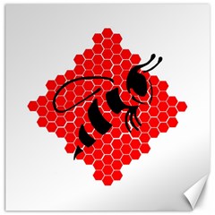 Bee Logo Honeycomb Red Wasp Honey Canvas 16  X 16  by Amaryn4rt