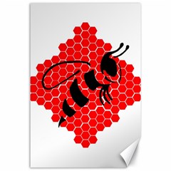 Bee Logo Honeycomb Red Wasp Honey Canvas 24  X 36  by Amaryn4rt