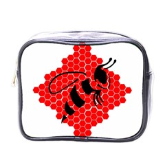 Bee Logo Honeycomb Red Wasp Honey Mini Toiletries Bag (one Side) by Amaryn4rt