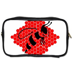 Bee Logo Honeycomb Red Wasp Honey Toiletries Bag (one Side) by Amaryn4rt