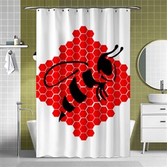 Bee Logo Honeycomb Red Wasp Honey Shower Curtain 48  X 72  (small)  by Amaryn4rt