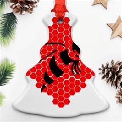 Bee Logo Honeycomb Red Wasp Honey Christmas Tree Ornament (two Sides) by Amaryn4rt