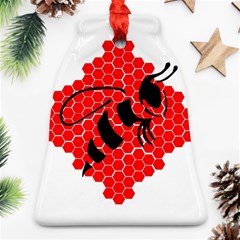 Bee Logo Honeycomb Red Wasp Honey Bell Ornament (two Sides) by Amaryn4rt