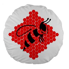 Bee Logo Honeycomb Red Wasp Honey Large 18  Premium Round Cushions by Amaryn4rt