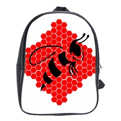 Bee Logo Honeycomb Red Wasp Honey School Bag (xl) by Amaryn4rt