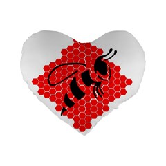 Bee Logo Honeycomb Red Wasp Honey Standard 16  Premium Heart Shape Cushions by Amaryn4rt