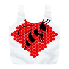 Bee Logo Honeycomb Red Wasp Honey Full Print Recycle Bag (l) by Amaryn4rt