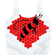 Bee Logo Honeycomb Red Wasp Honey Full Print Recycle Bag (xl) by Amaryn4rt