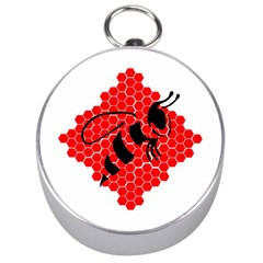 Bee Logo Honeycomb Red Wasp Honey Silver Compasses by Amaryn4rt