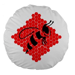 Bee Logo Honeycomb Red Wasp Honey Large 18  Premium Flano Round Cushions by Amaryn4rt